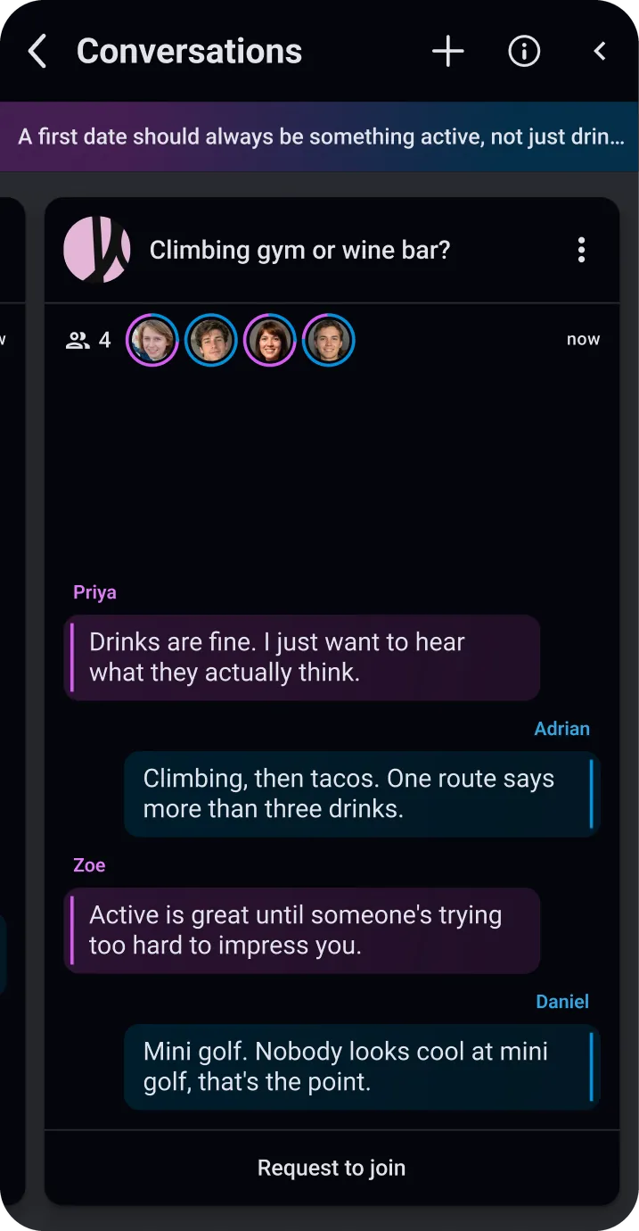 Public conversations about an opinion in Partial